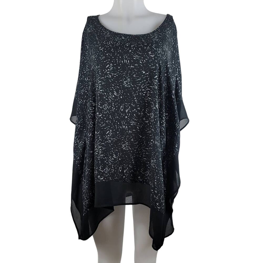 Ava & Viv Black White Business Casual Summer Blouse 1X